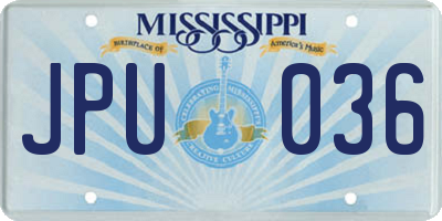 MS license plate JPU036