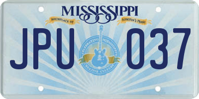 MS license plate JPU037
