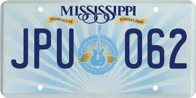 MS license plate JPU062