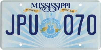 MS license plate JPU070