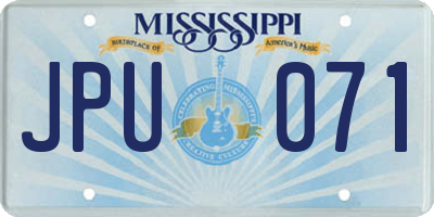 MS license plate JPU071