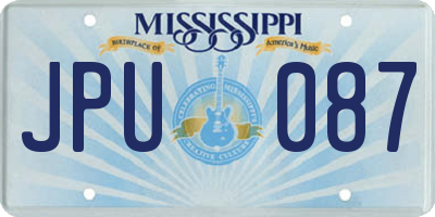 MS license plate JPU087