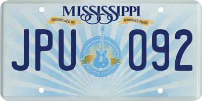 MS license plate JPU092