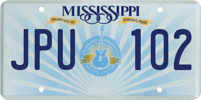 MS license plate JPU102