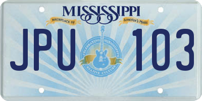 MS license plate JPU103
