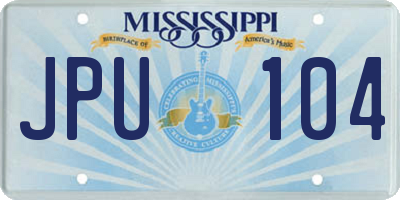 MS license plate JPU104