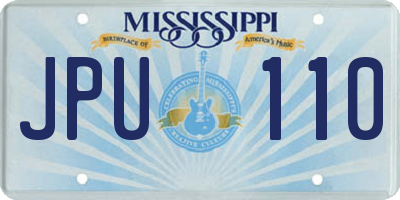 MS license plate JPU110