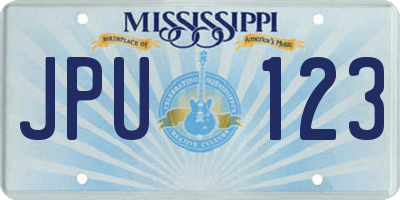 MS license plate JPU123