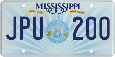 MS license plate JPU200