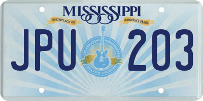 MS license plate JPU203