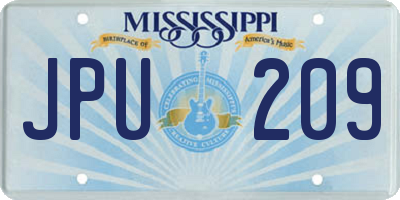 MS license plate JPU209