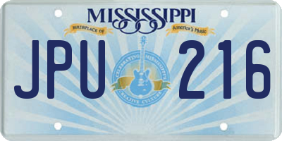 MS license plate JPU216