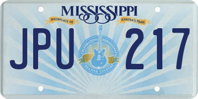 MS license plate JPU217