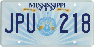 MS license plate JPU218
