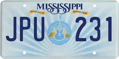 MS license plate JPU231
