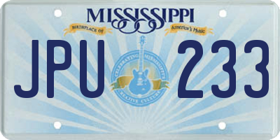 MS license plate JPU233