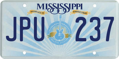 MS license plate JPU237
