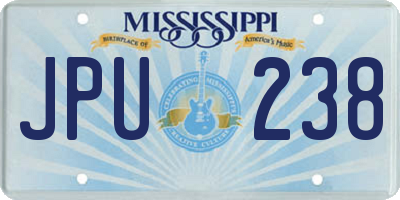 MS license plate JPU238