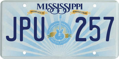 MS license plate JPU257