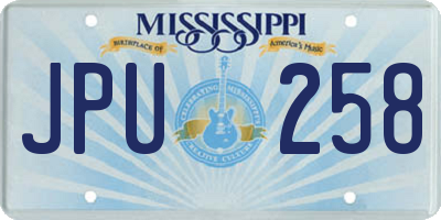 MS license plate JPU258