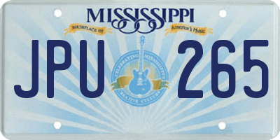 MS license plate JPU265