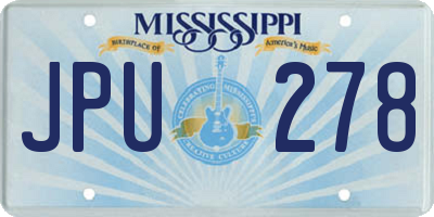 MS license plate JPU278
