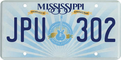 MS license plate JPU302