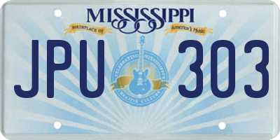 MS license plate JPU303