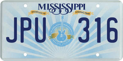 MS license plate JPU316