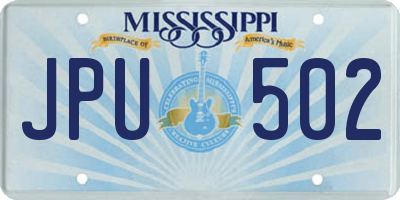 MS license plate JPU502