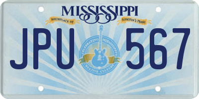 MS license plate JPU567