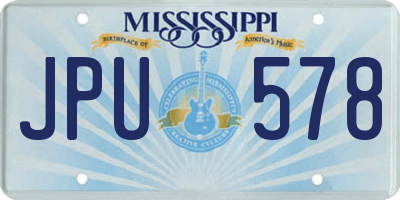 MS license plate JPU578