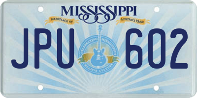 MS license plate JPU602