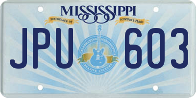 MS license plate JPU603
