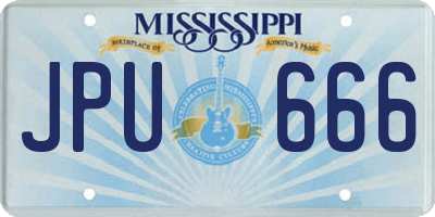 MS license plate JPU666