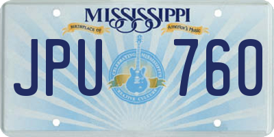 MS license plate JPU760