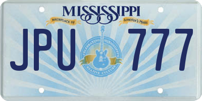 MS license plate JPU777