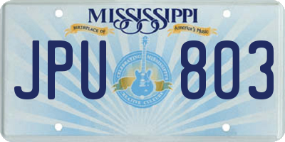 MS license plate JPU803