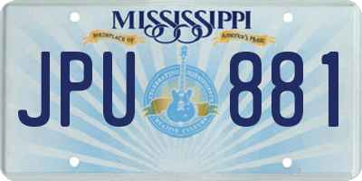MS license plate JPU881