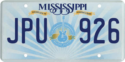 MS license plate JPU926