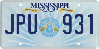 MS license plate JPU931