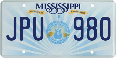 MS license plate JPU980