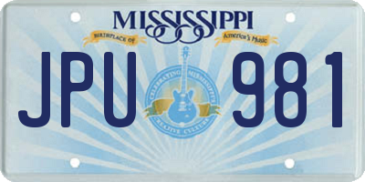 MS license plate JPU981