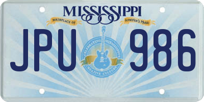MS license plate JPU986