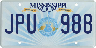 MS license plate JPU988