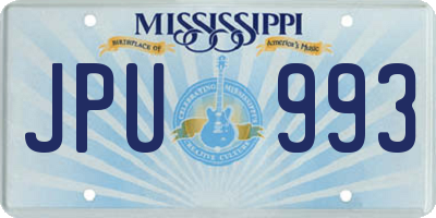 MS license plate JPU993