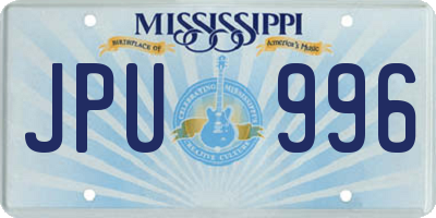 MS license plate JPU996