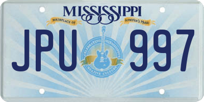 MS license plate JPU997