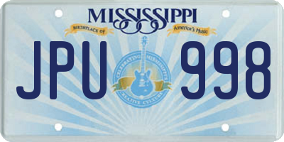 MS license plate JPU998