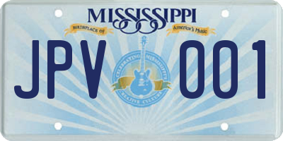 MS license plate JPV001